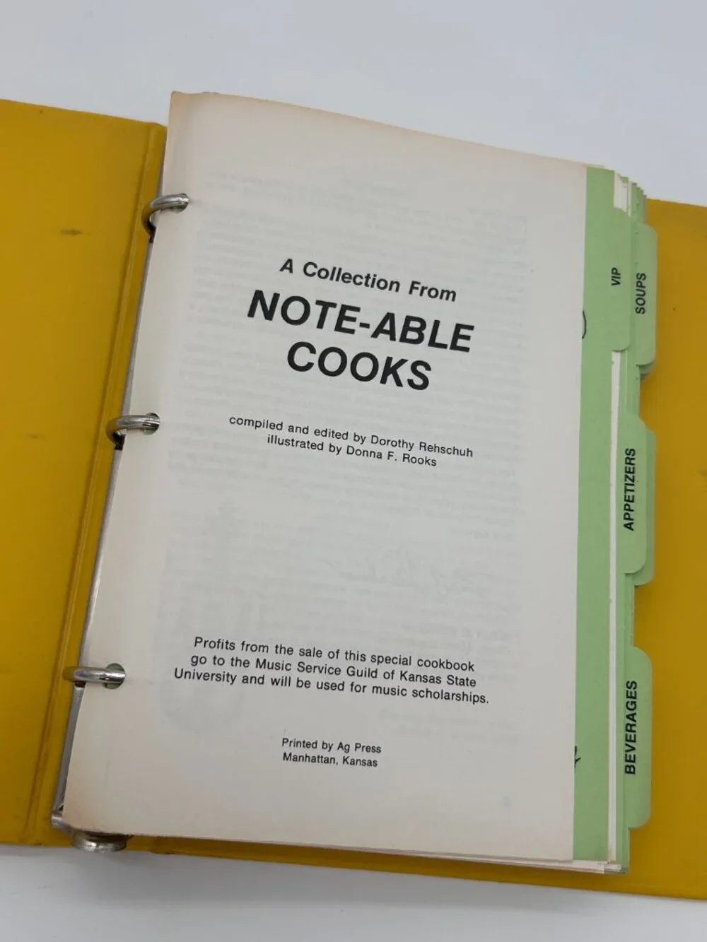 Note-able Cooks Cookbook - Music Service Guild - KSU Kansas - Vintage Recipes